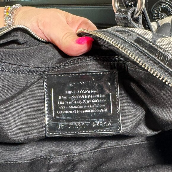 Coach Signature Stripe Canvas & Leather Satchel — New Without Tags - Picture 7 of 8